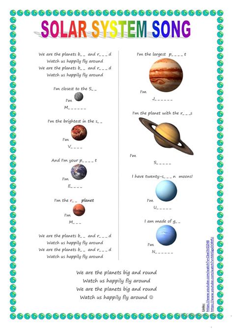 printable solar system worksheets