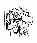 Coloring Fireman Axe Hole Make sketch template