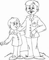 Father Son Coloring Pages Color Clipart Drawing Finished sketch template