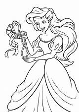 Coloring Ariel Princess Mermaid Disney Pages Little Color Print Craft sketch template