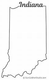 Indiana Outline State Map Shape Printable Stencil Silhouette Vector Pattern Border Visit Crafts sketch template