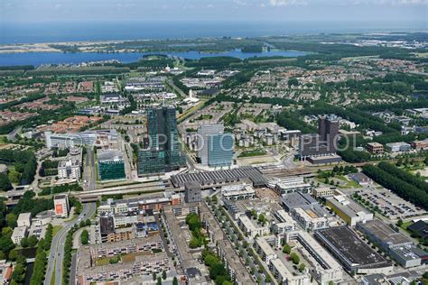 aerophotostock almere stad luchtfoto stadshart met station almere
