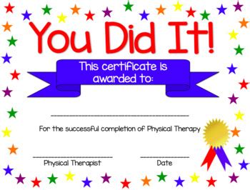 physical therapy graduationdischarge certificates