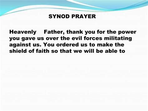 Ppt Synod Prayer Heavenly Father Thank You For The