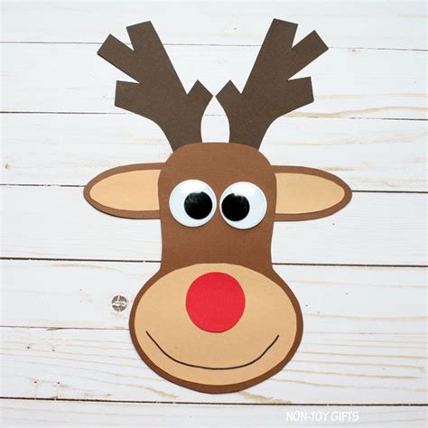 paper reindeer craft  kids printable template christmas craft