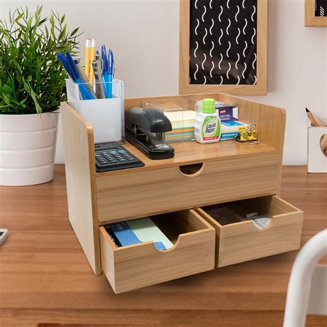 bamboo shelf organizer  desk  drawers gsh