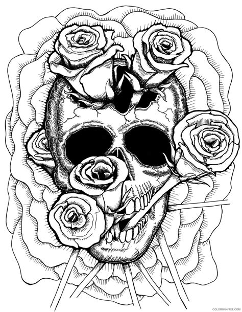 skulls  roses coloring pages coloring home