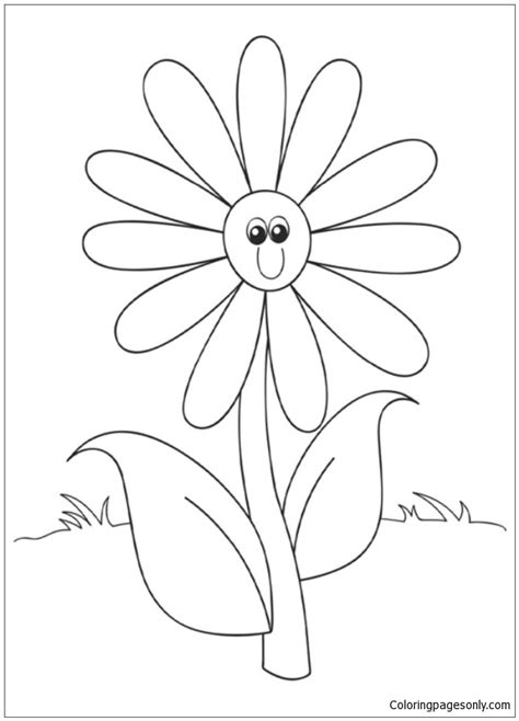 happy flower coloring page  printable coloring pages