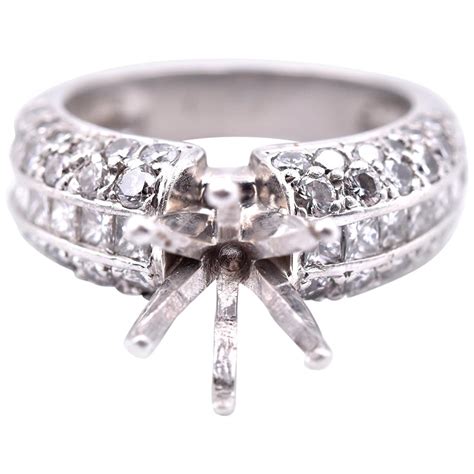 platinum diamond classic halo oval semi mounting engagement ring  sale  stdibs classic