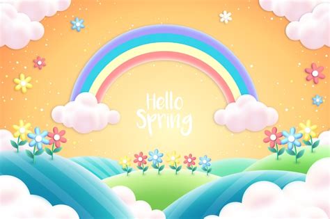 premium vector realistic spring background  rainbow