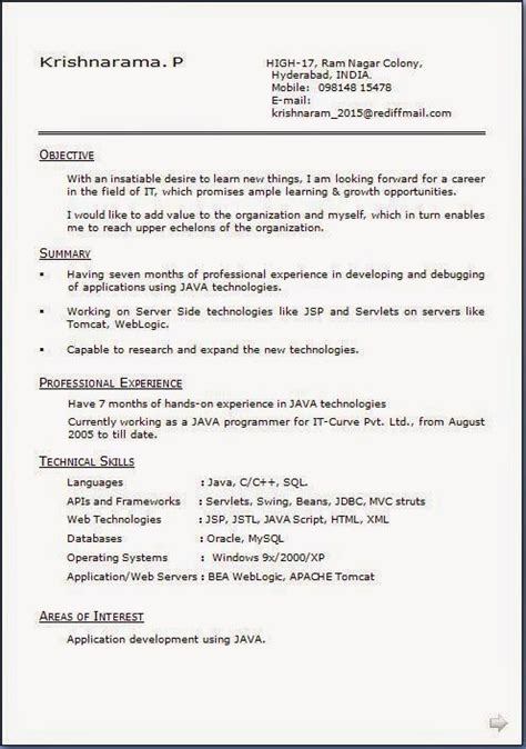 official resume format