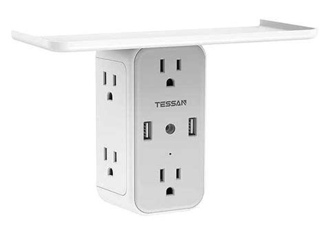 tessan multi plug outlet extender  usb wall charger  surge protector gadgetsin