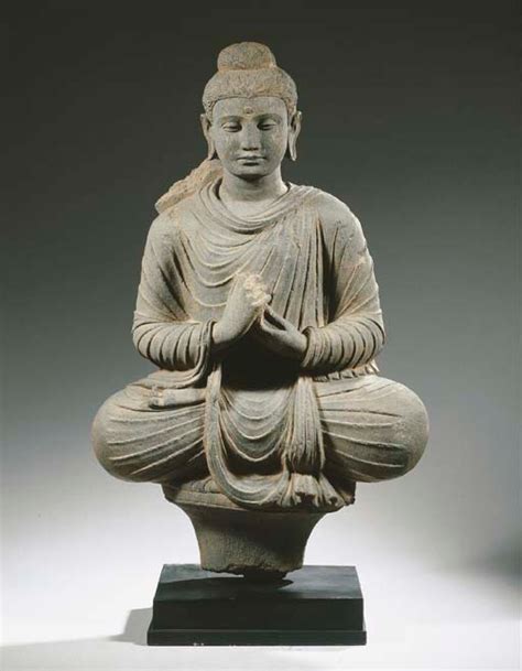 2nd c gandhara shakyamuni grey schist 83 cm tapering pedestal christies