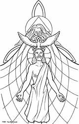Trinity Holy Getcolorings Kirchen Christentum Symbole Descended Upon Jesus Usw Baptism Baptized Dove Lord Catolica sketch template