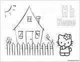 Kitty Hello Letter House Pages Coloring Alphabet Color sketch template