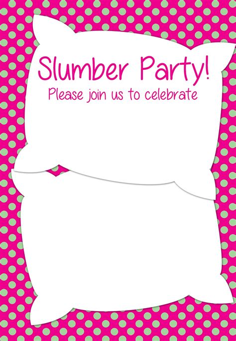 slumber party  printable sleepover party invitation template