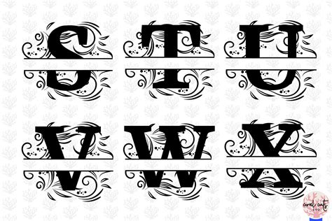 split monogram split alphabet   monogram svg floral font images