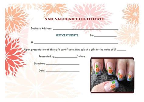 nail salon gift certificates gift certificate template   spa