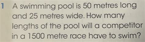 solved   swimming pool   metres long   metres wide   lengths   pool