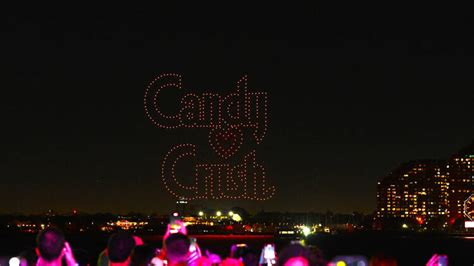 candy crush sagas drone show   nycs battery park esplanade  night