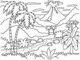 Beautiful Scenery Drawing Coloring Nature Pages Printable Kids Color Getdrawings sketch template