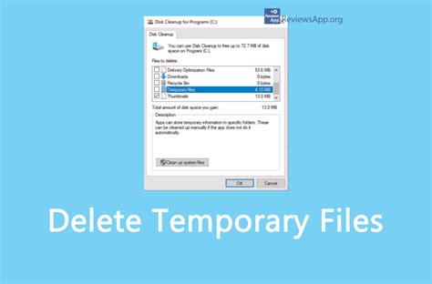 delete temporary files  windows  reviews app