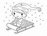 Coloring Sledding Boy Pages sketch template
