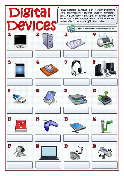 digital devices worksheet  esl printable worksheets   teachers computer lab rules