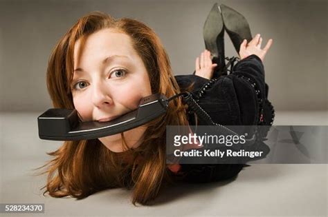 Woman Bound And Gagged With A Telephone Stock Foto Getty Images