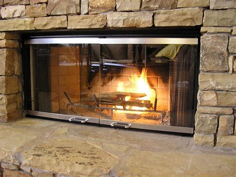 Fireplace Screen With Glass Doors And Metal Curtains Chainmail Amazon