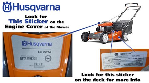 find  husqvarna model number power mower sales
