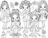 Spa Clipart Girls Girl Party Vector Beauty Clip Etsy Coloring Stamp Choose Board Makeup sketch template
