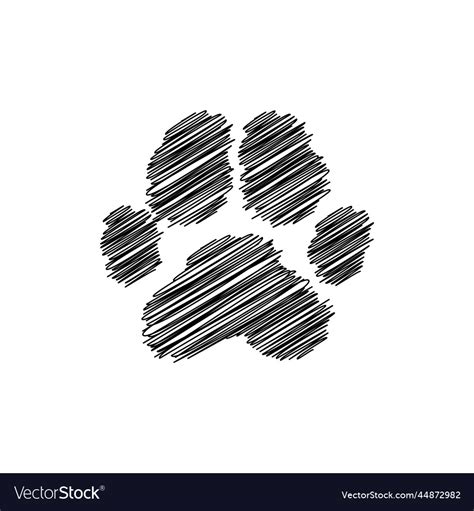 dog paw print scribble drawing royalty  vector image