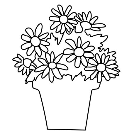 printable flower pot shape image coloring page sketch coloring page