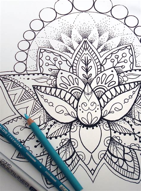 lotus flower coloring page instant  print