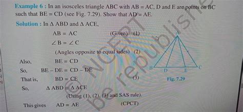Example 6 In An Isosceles Triangle Abc With Ab Ac D And E Are Points On