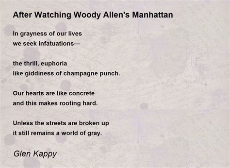watching woody allens manhattan poem  glen kappy poem hunter