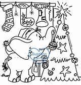 Christmas Elephant Bugaboo Coloring Digi Stamp Card sketch template