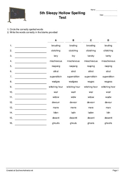multiple choice spelling test generator  printable printable word