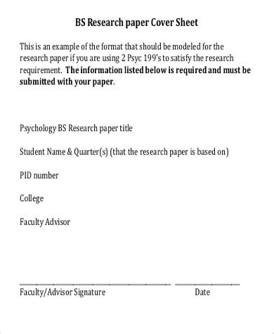 sample cover page  research paper templates  ms word