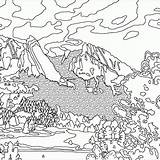 Mountain Getdrawings Drawing Scene Coloring Printable sketch template
