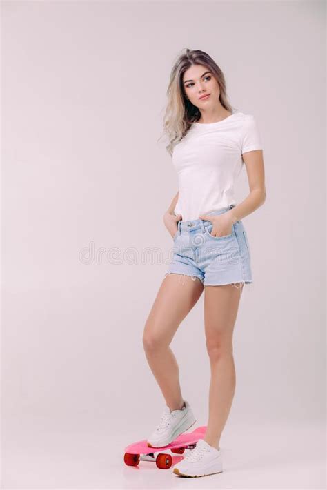 Pretty Woman In Pink Shorts Stock Image Image Of Warm