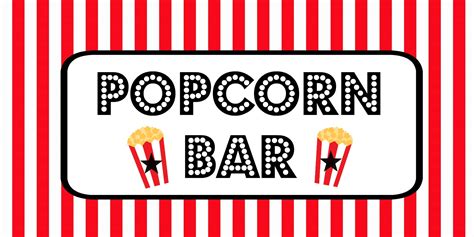 night party popcorn bar  printable food labels supermommy