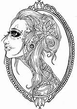 Coloring Skull Pages Tattoo Sugar Printable Girl Adults Mandala Drawing Skulls Book Kinky Adult Girly Female Color Print Line Colouring sketch template