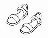 Sandals Coloring Drawing Shoes Draw Flip Flops Sketch Colouring Pages Color Drawings Kids Printable sketch template