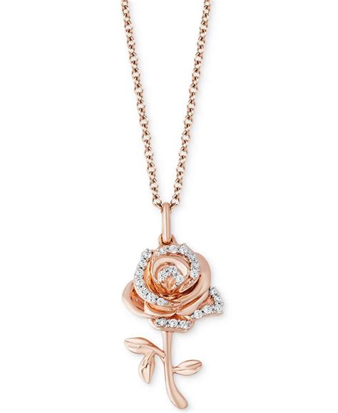 enchanted disney fine jewelry enchanted disney diamond rose belle pendant necklace  ct tw