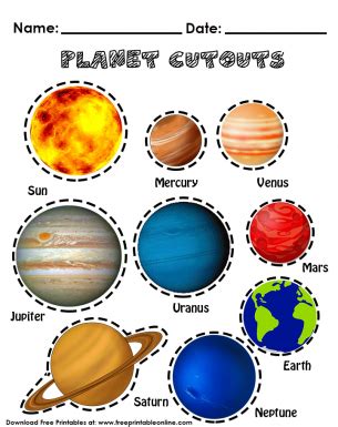 planet cutouts sistema solar  ninos naves espaciales  ninos