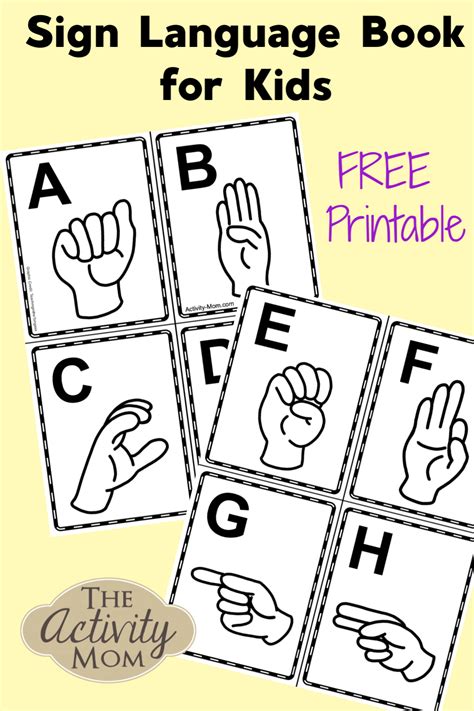sign language alphabet book  kids  printable  activity