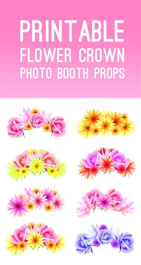 printable photo booth flower crown props   wedding