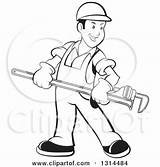 Plumber Clipart Cartoon Overalls Holding Male Illustration Happy Monkey Giant Vector Wrench Royalty Perera Lal 2021 sketch template